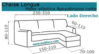 Medida Chaise Longue Hiper-elástica apoyabrazos corto Milos