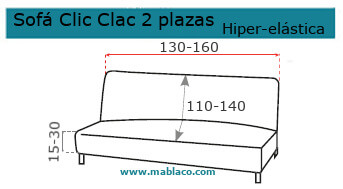 Funda Sofá Clic Clac 2 plazas Milos Hiper-elástica