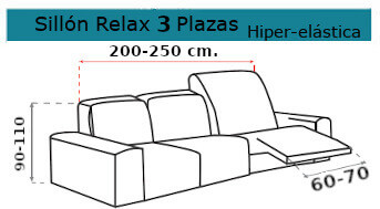 Medida Funda Sillón Relax 3 plazas Milos Hiper-Elástica