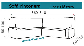 Medida Funda de Sofá Hiper-elástica Rinconera grande