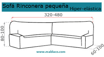 Medida Funda de Sofá Hiper-elástica Rinconera pequeña Milos