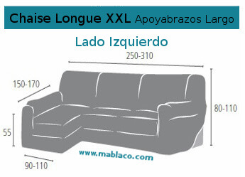 Funda Chaise Longue Bielástica Cora Brazo Largo Lado Derecho