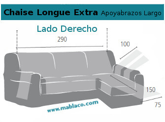 Medida Cubre Sofá Chaise Longue Extra