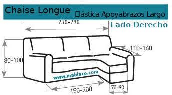 Medida Chaise Longue elástica apoyabrazos largo