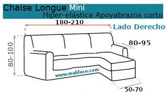 Medida Chaise Longue Hiper-elástica apoyabrazos corto Milos