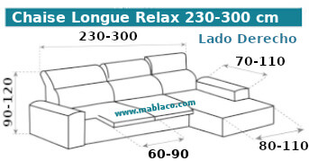 Medida Funda Chaise Longue Relax 230 hasta 300
