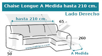 Medidas Cubre Chaise Longue 210 cm.