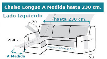 Medidas Cubre Chaise Longue 230 cm.