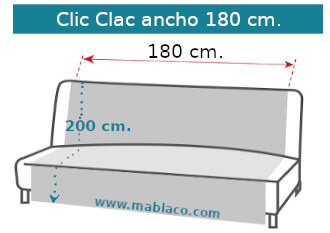 Medida Funda Sofá Clic Clac ancho 180 cm