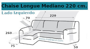 Medida Chaise Longue 220 cm